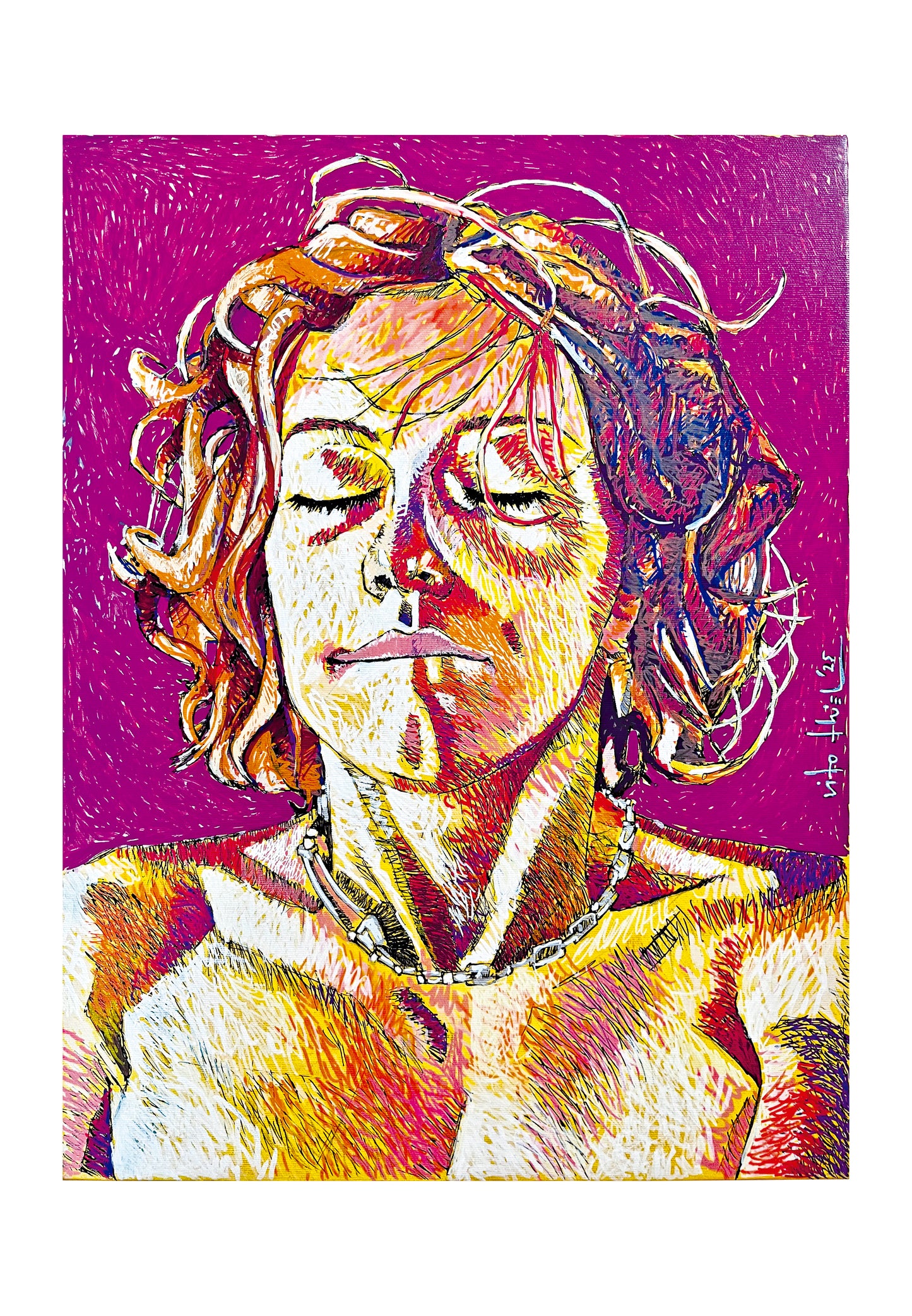 Puedo Volar (2024) Rotuladores sobre lienzo, 61 x 46 cm.