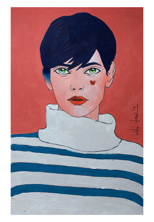 Amy (2019) óleo sobre papel de 250 gr./m2, 29,5 x 18,8 cm.