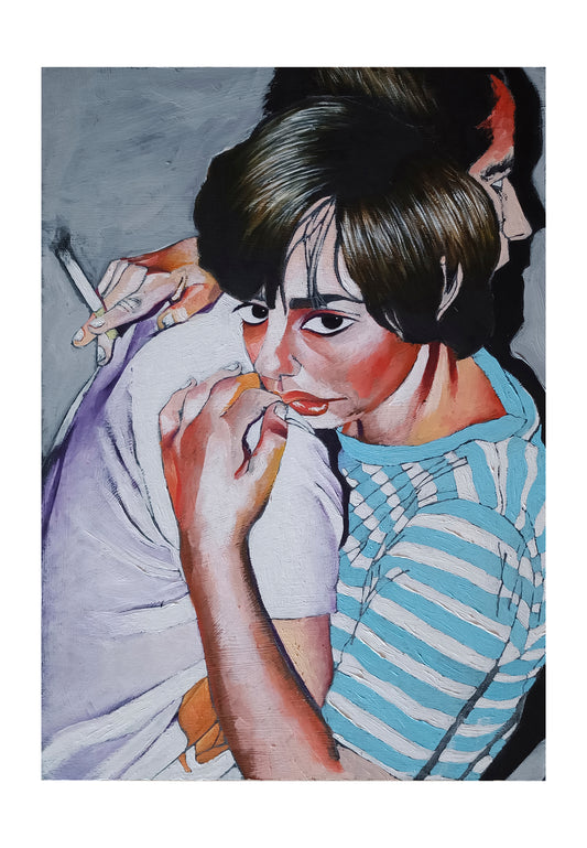 Dance Me To The End Of Love (2022) Óleo sobre pladur, 47 x 32,5 cm.