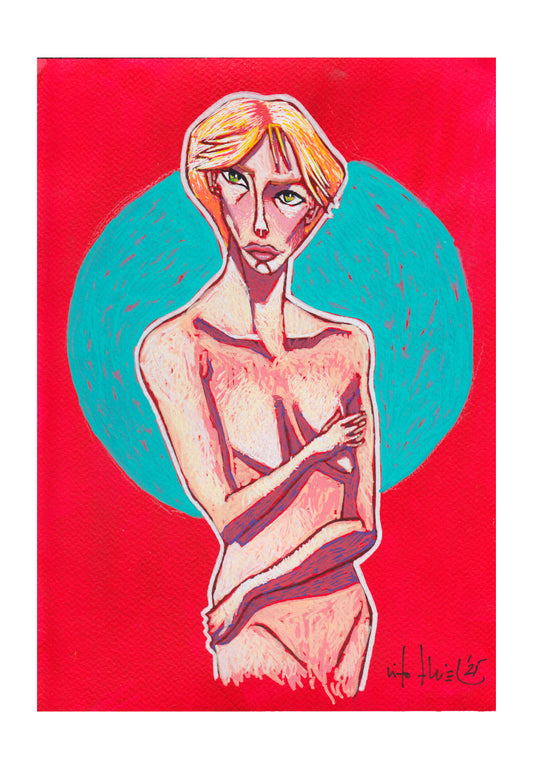 Karen Love (2025) rotuladores sobre papel de 300 gr./m2, 29,7 x 21 cm.
