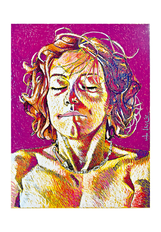 Puedo Volar (2024) Rotuladores sobre lienzo, 61 x 46 cm.