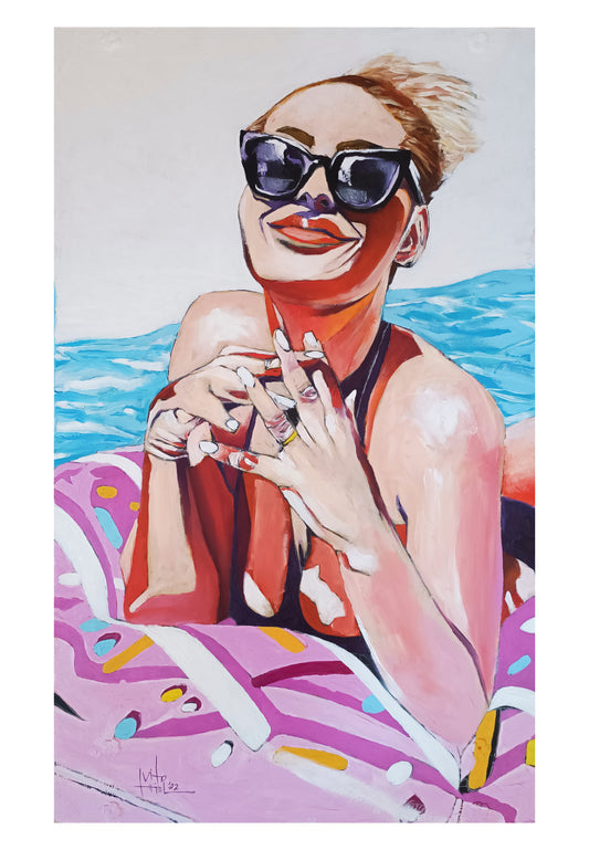 Sweet Sun (2022) Óleo sobre madera, 79 x 47,5 cm.